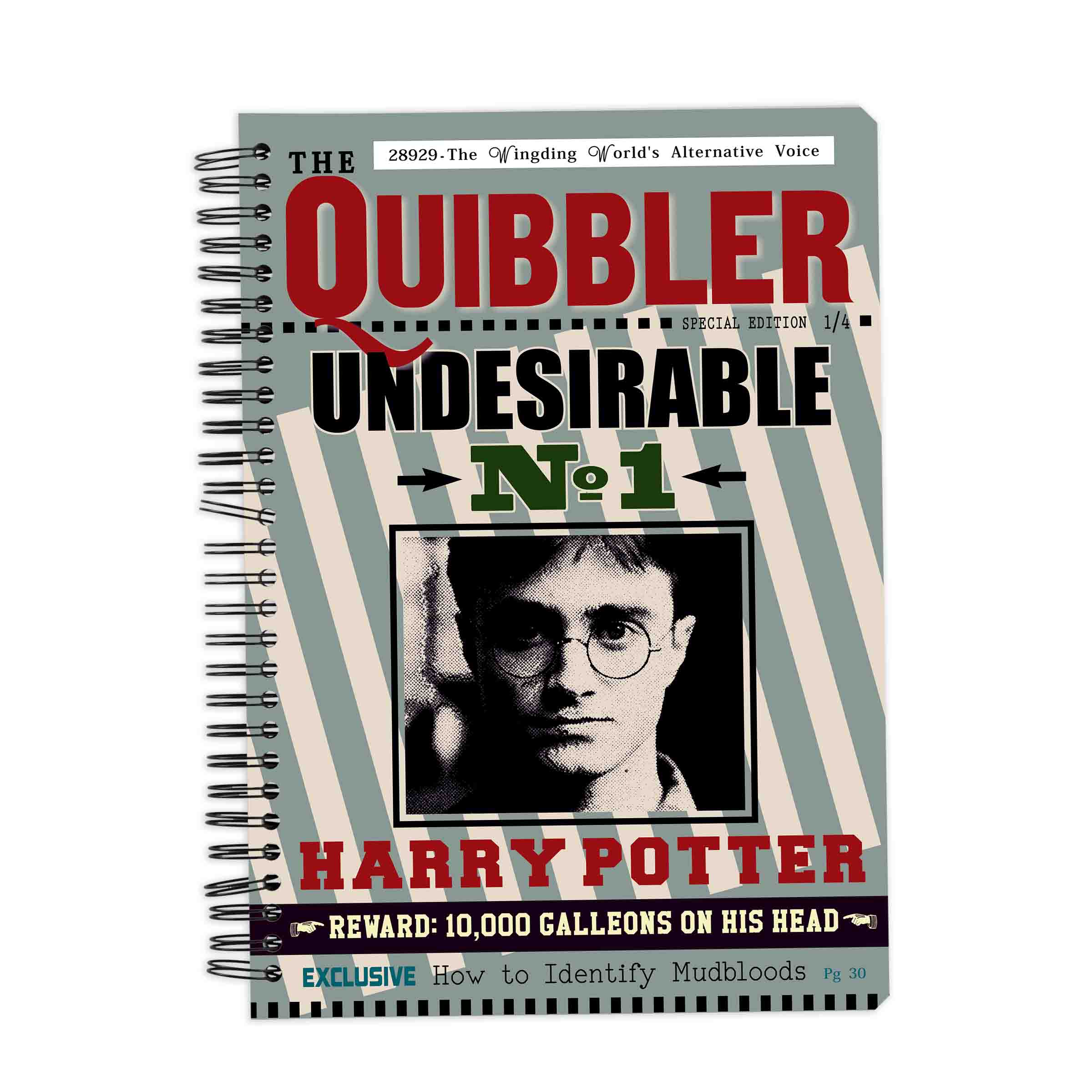 Buy Official Harry Potter- Quibbler Undesirable No.1 Notebook licensed ...